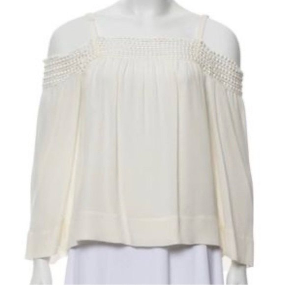 Rebecca Minkoff Chic White Lace Blouse Off the Shoulder SILK - Picture 1 of 7